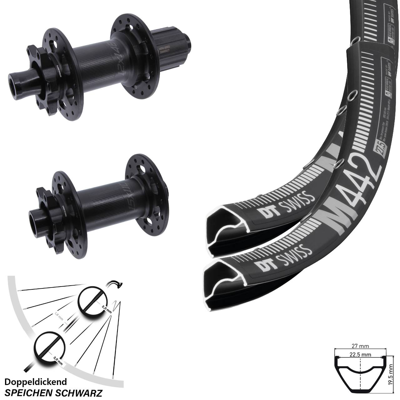 DT Swiss M 442 Bear Pawls 28-29 Zoll Laufradsatz 6-Loch 15x110 12x148 8-11 fach