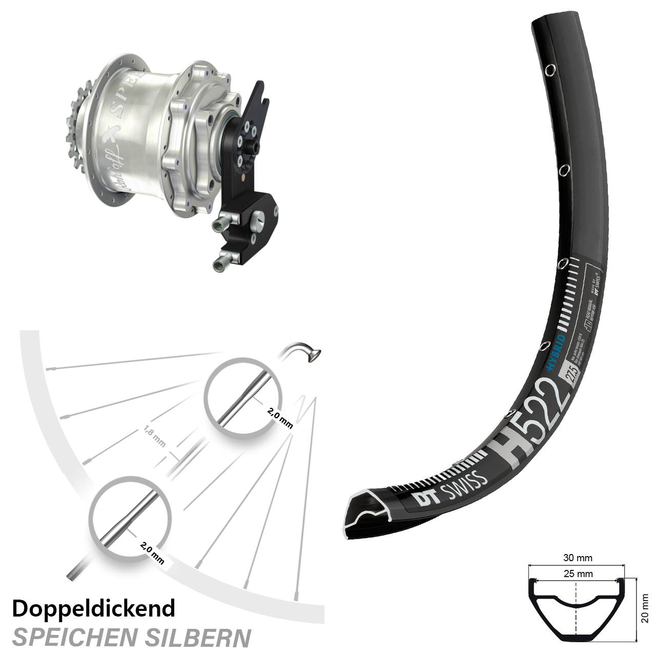 DT Swiss H 522 Scheibenbrems-Hinterrad 29 Zoll mit Rohloff Speedhub CC OEM2 DB