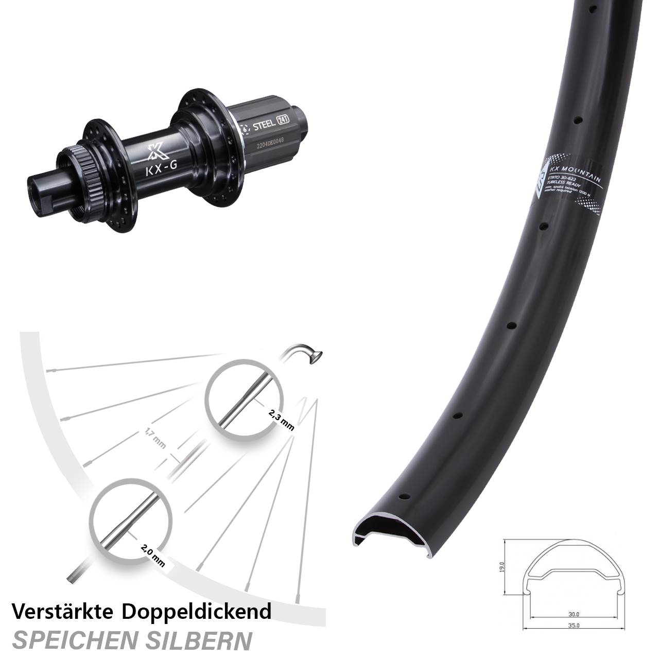 Disc Hinterrad 12x142 29 Zoll KX Mountain TR verstärkt 8-12 fach HG