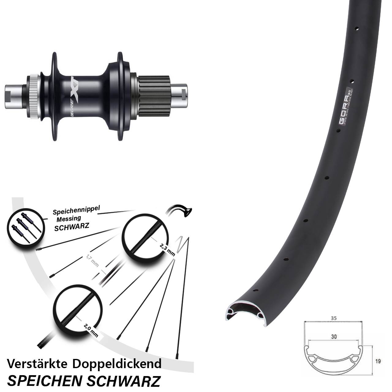 Gora 30 Shimano FH-M8110 26 Zoll Disc Laufrad 12x142 Micro Spline