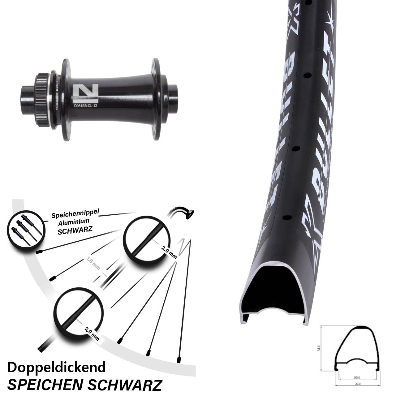 Disc Laufrad 29 Zoll KX Bullet OS Novatec D981 12x100
