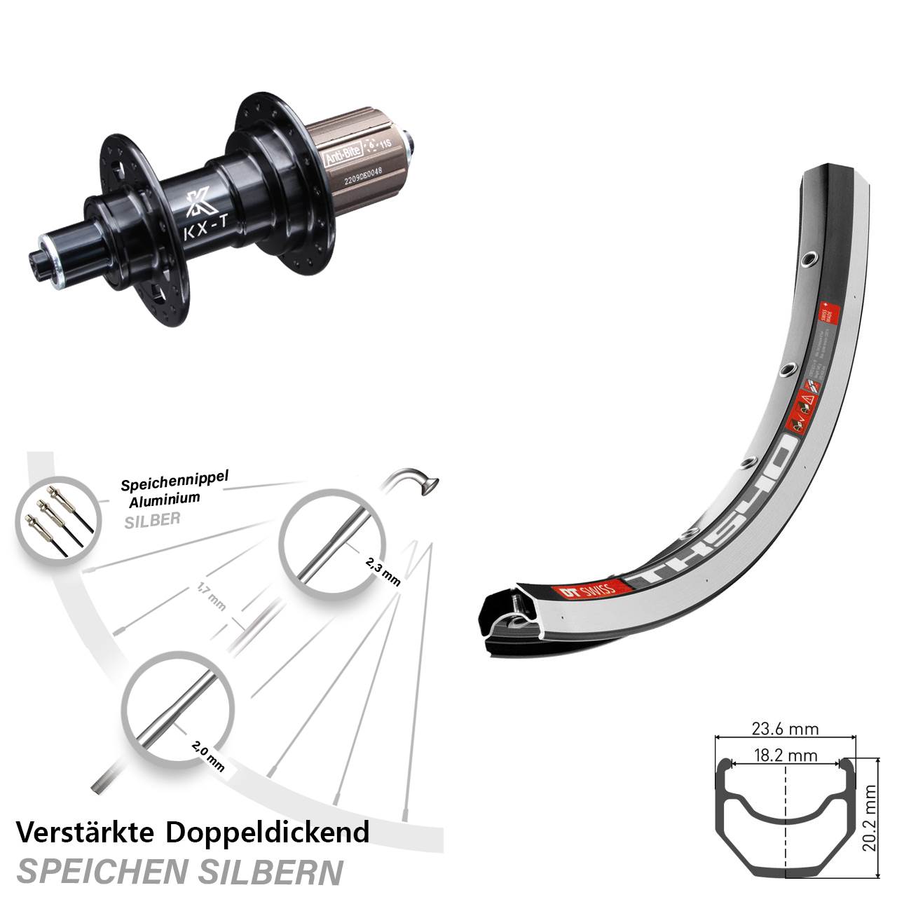 Hinterrad QR 28 Zoll DT Swiss TK 540 KX-T 8-11 fach