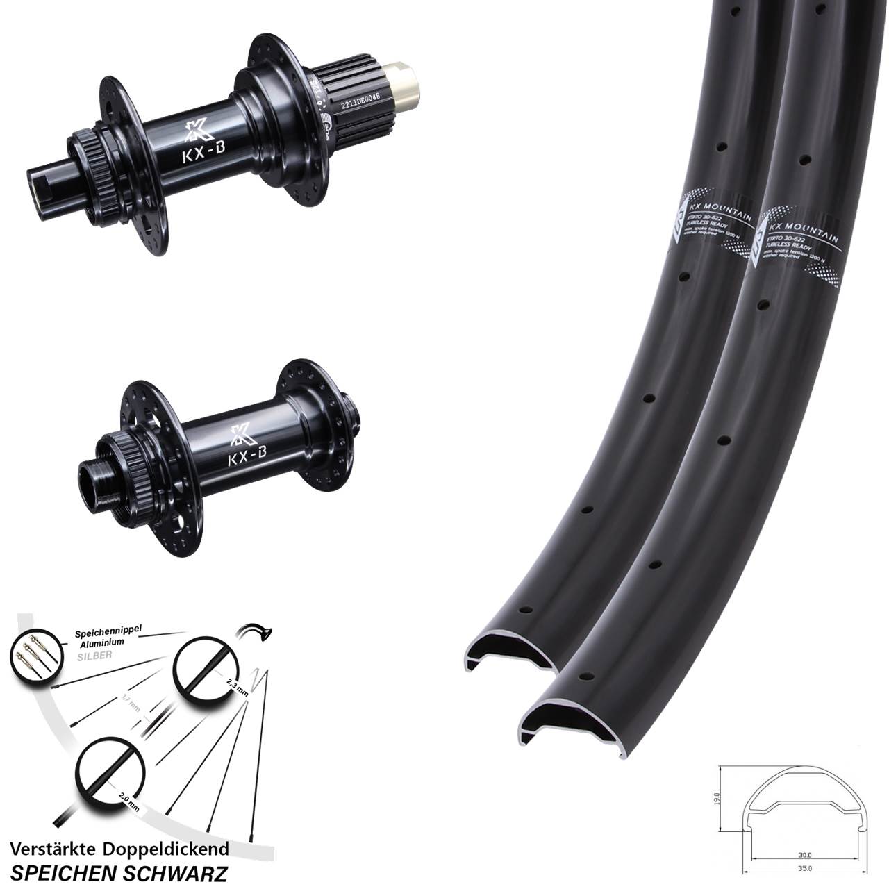 Laufradsatz Centerlock 29 Zoll KX-B Mountain TR Micro Spline 15x110 12x148 Boost