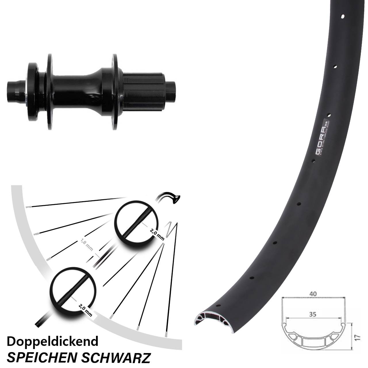 6-Loch Hinterrad 27,5 Zoll Gora 35 Fastace 8-12 fach 12x148