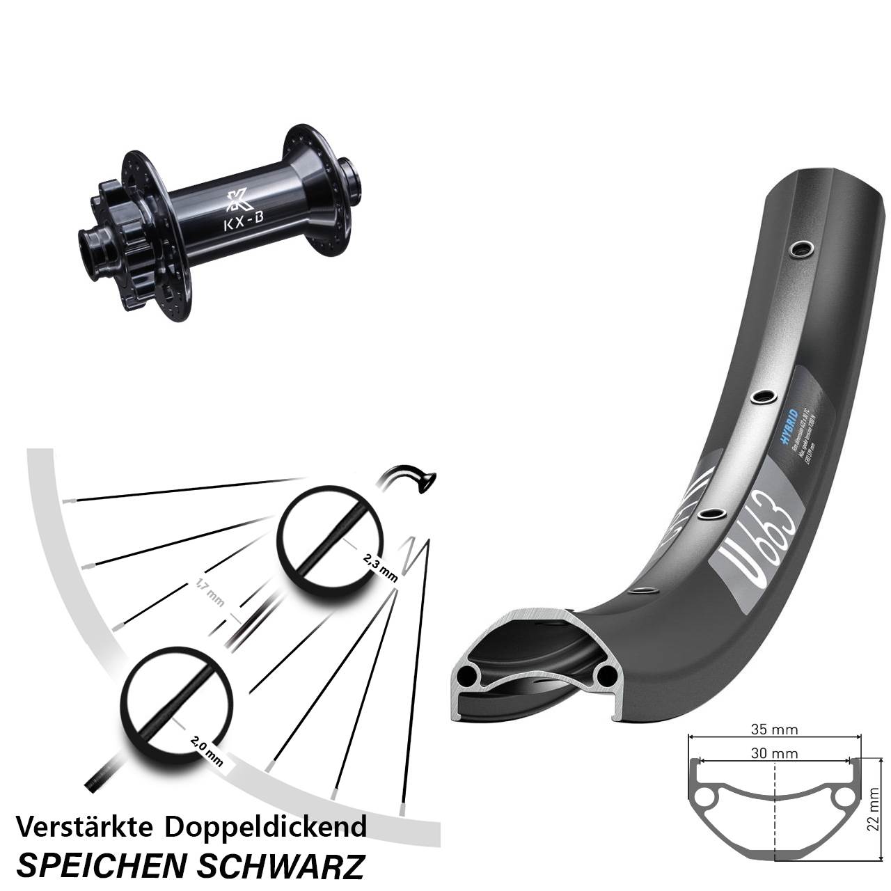 29 Zoll Vorderrad 6-Loch DT Swiss U 663 KX-B 15x110 Boost