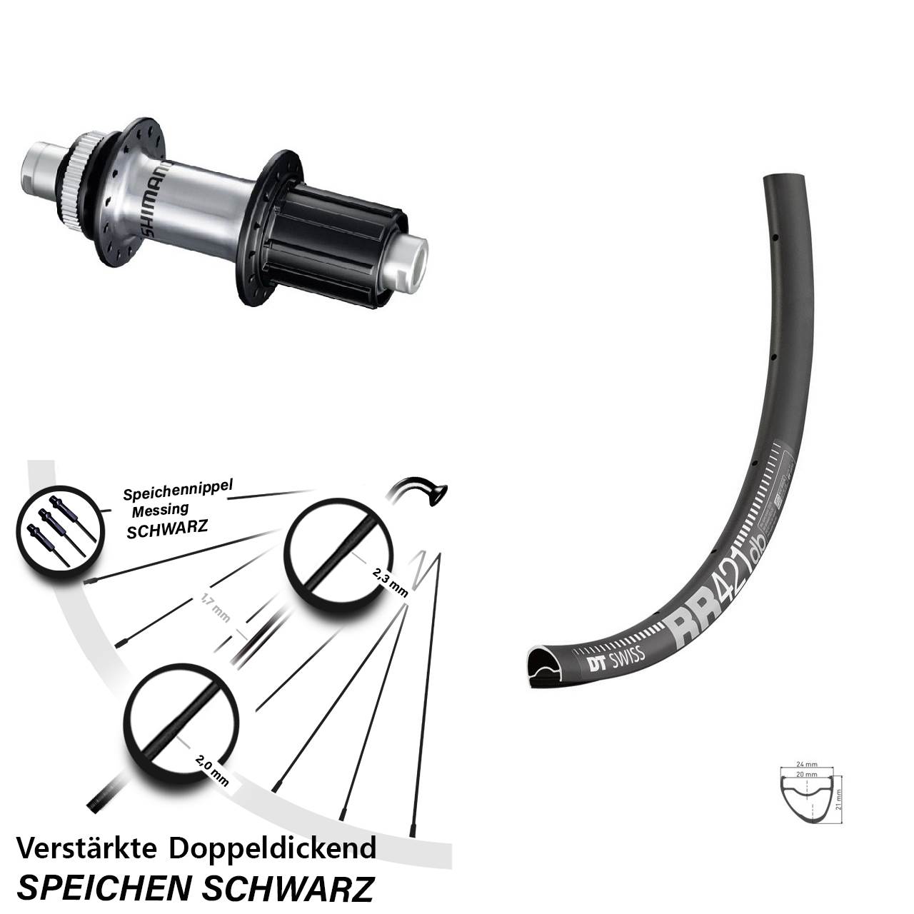 DT Swiss RR421 Shimano FH-RS770 28 Zoll Disc Laufrad 12x142 8-12 fach
