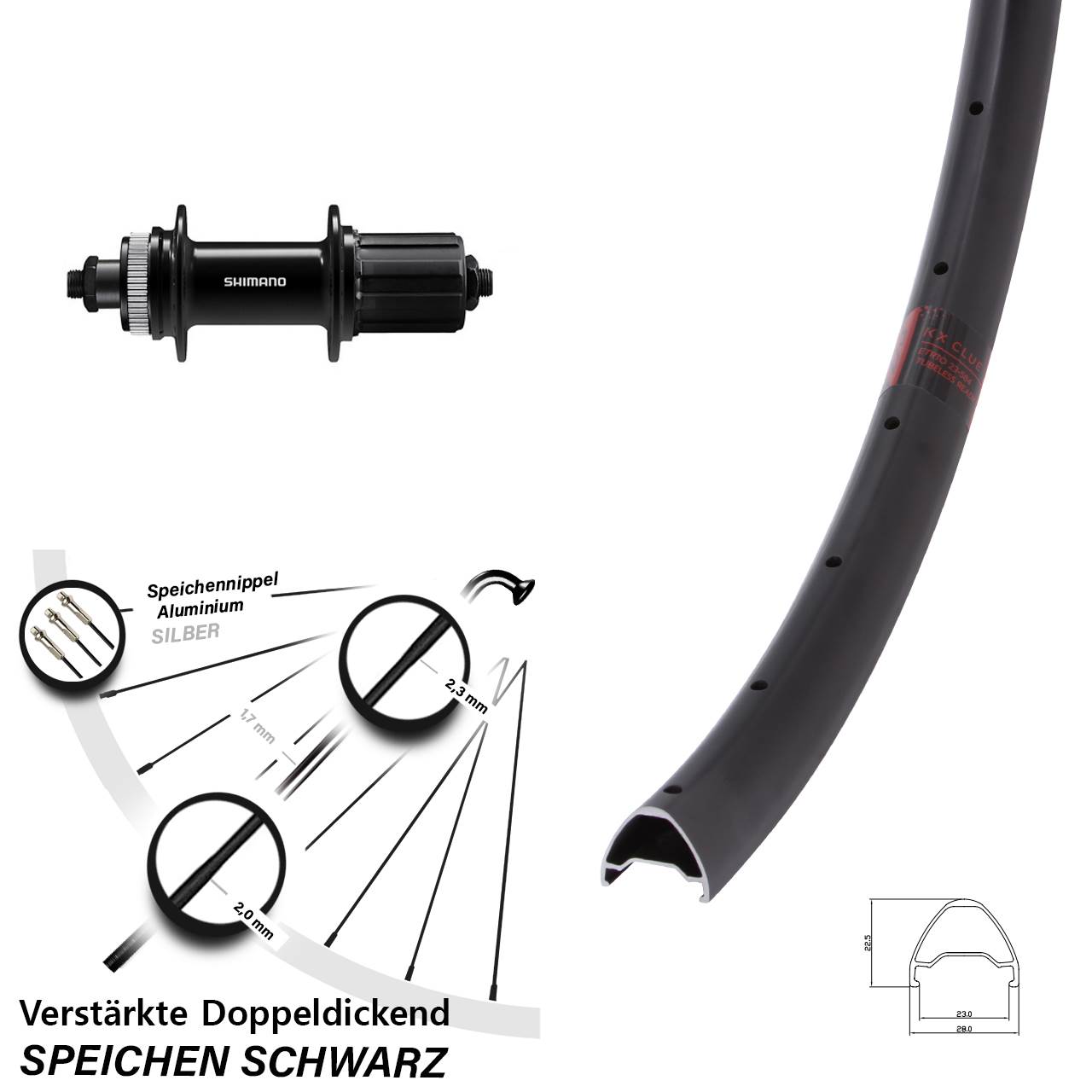 28-29 Zoll KX Clue Shimano FH-QC400 Disc Hinterrad QR 8-11 fach HG