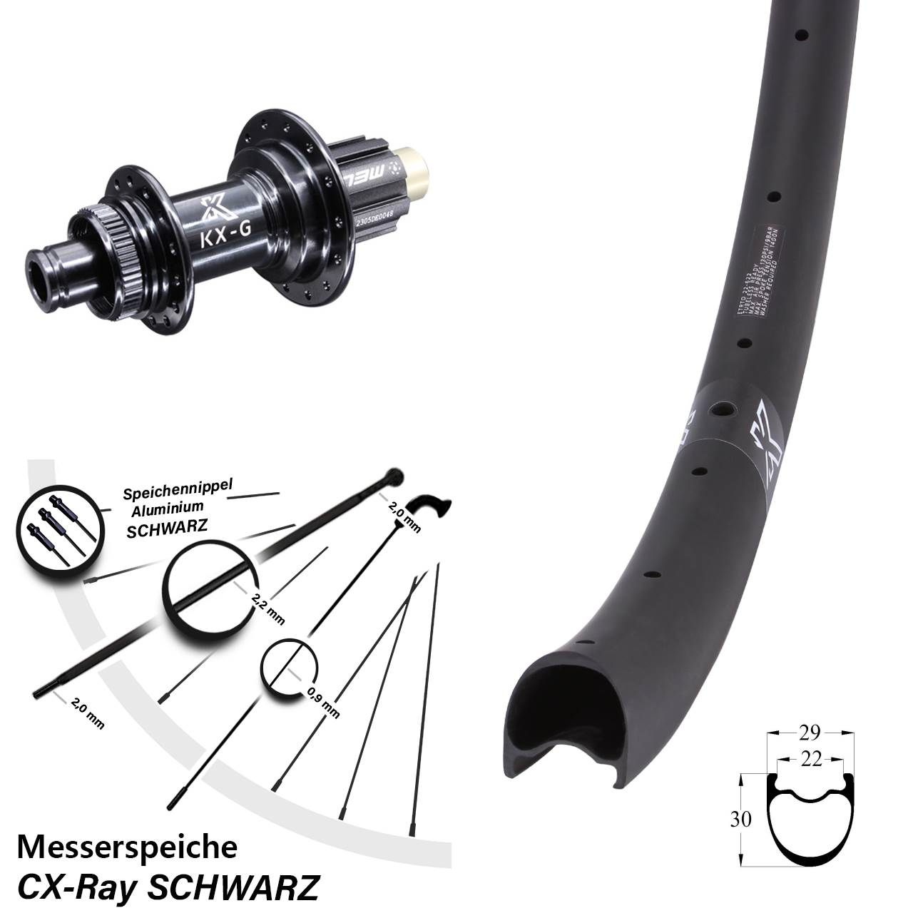 Centerlock Hinterrad 28-29 Zoll KX-RC Gravel Carbon Campa N3W 12x142 Steckachse CX-Ray