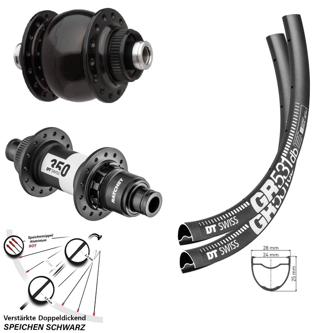 650B DT Swiss GR531 350 SONdelux Laufradsatz Centerlock 12x100/142 XDR