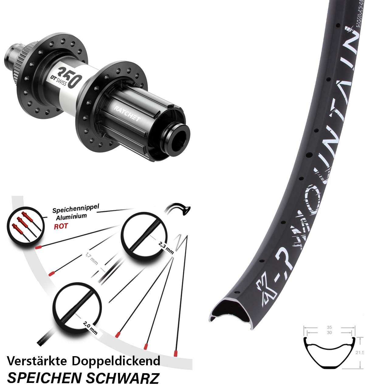 650B Hinterrad KX-R Mountain DT Swiss 350 8-11 fach HG 12x142