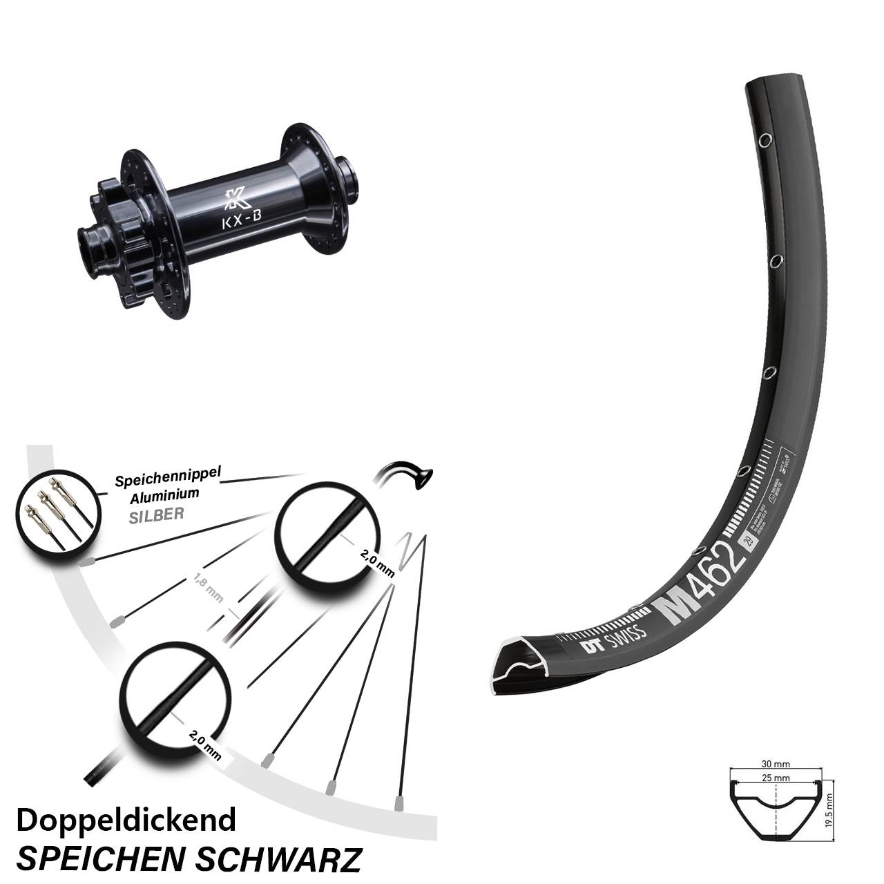 DT Swiss M462 KX-B 27,5 Zoll Disc Vorderrad 15x110 Boost