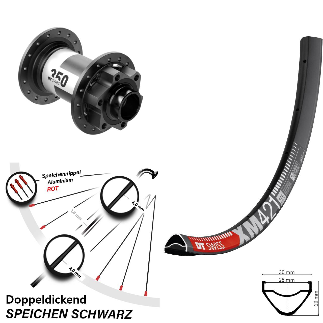 DT Swiss XM 421 350 650B Disc Laufrad 20x110 Boost