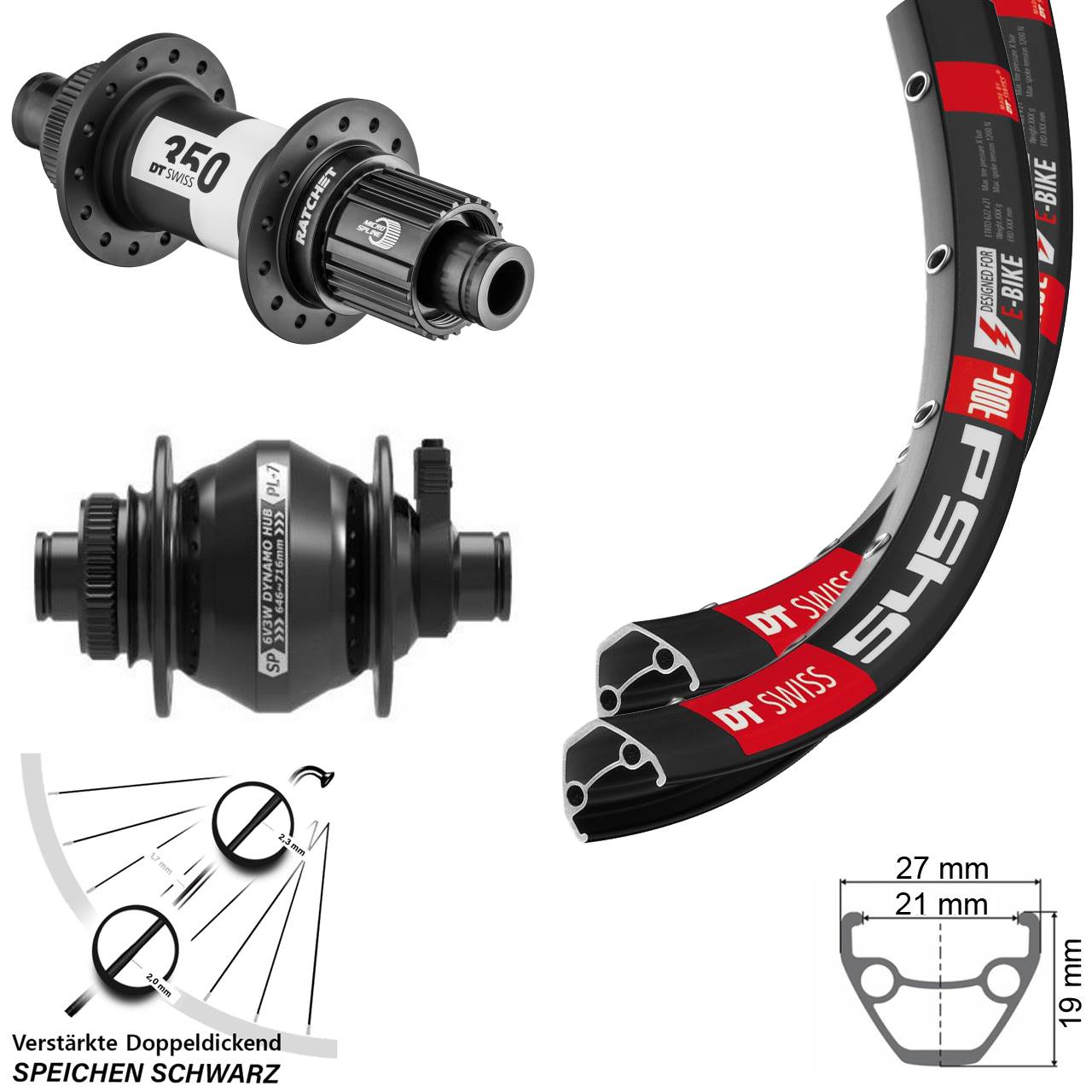 28 Zoll DT Swiss 350 SP PL-7 Micro Spline Centerlock Laufradsatz 12x100/142