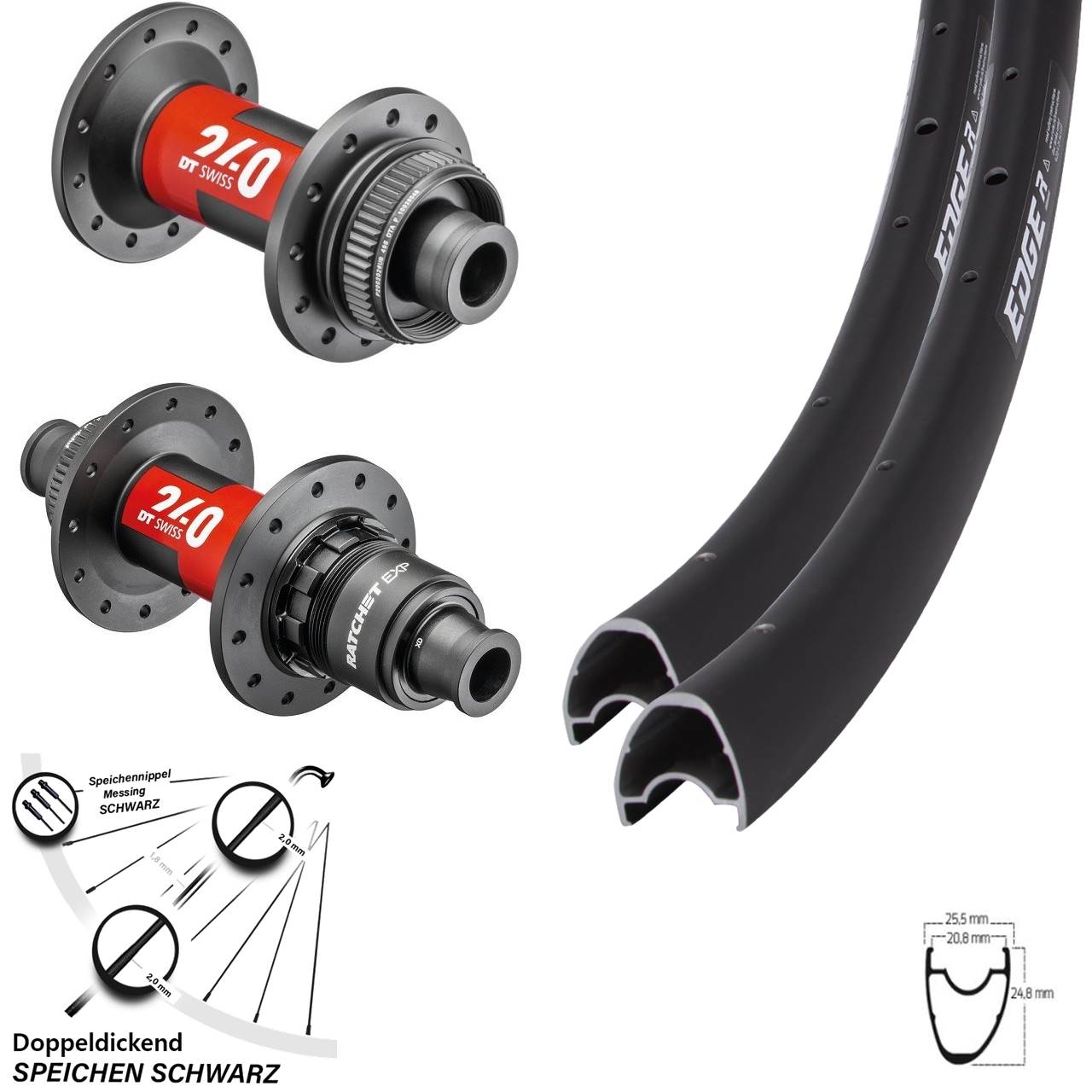 Ryde Edge R25 Offset DT Swiss 240 EXP-240 28 Zoll Laufradsatz 12x100/142 SRAM XDR