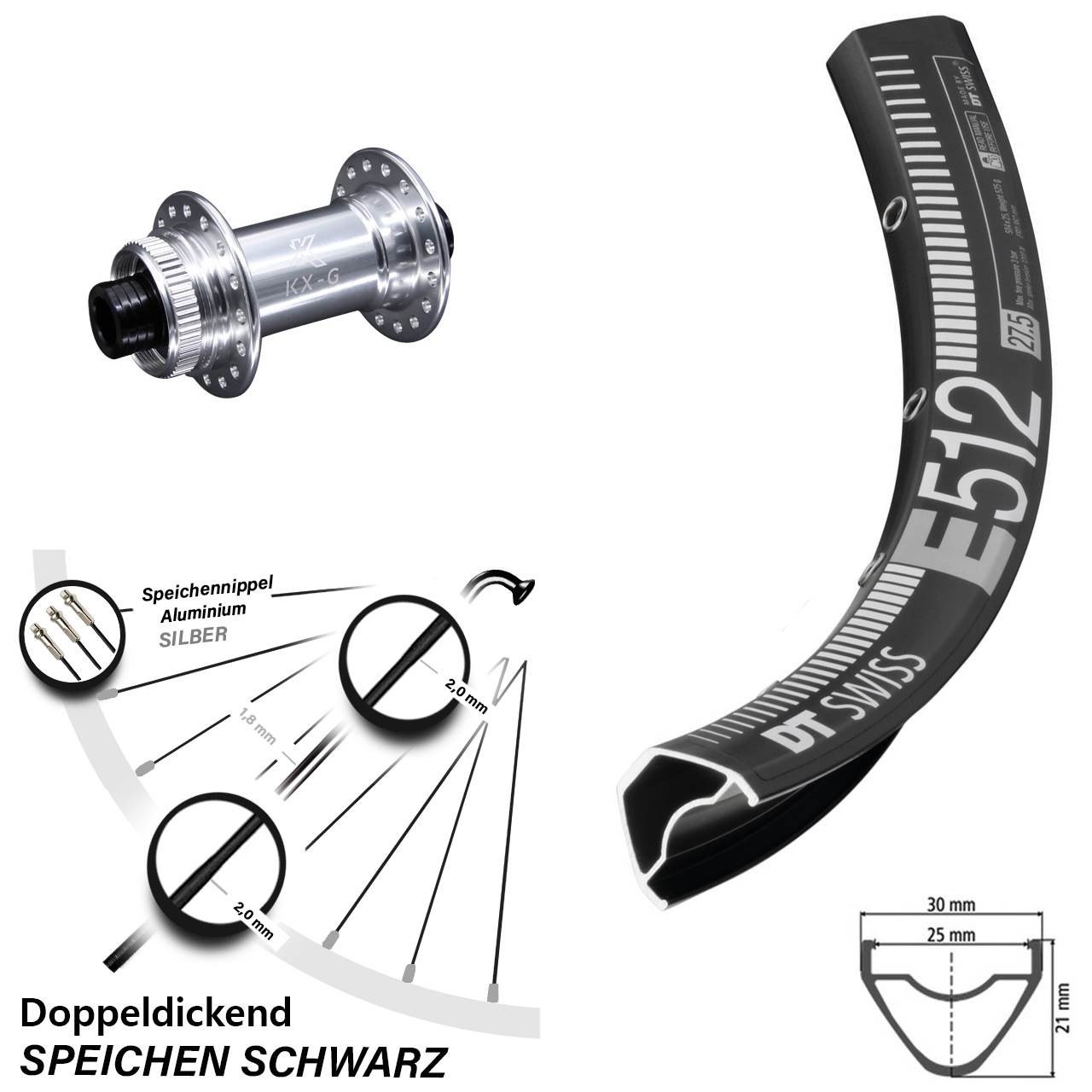 DT Swiss E 512 KX-G 29 Zoll Vorderrad Centerlock 15x100