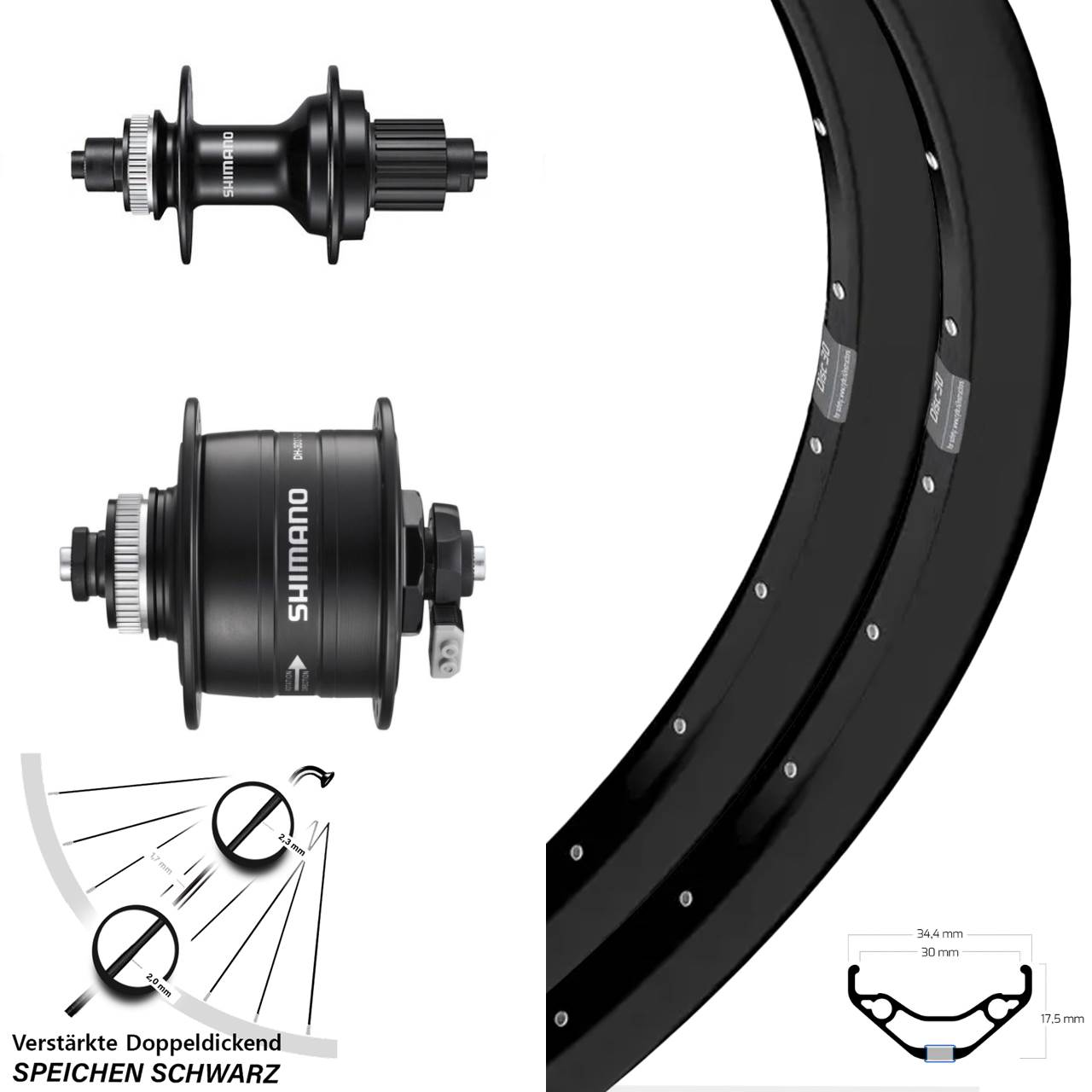 Centerlock Laufradsatz QR 29 Zoll Ryde Disc 30 Shimano DH-3D37 MT500 Micro Spline