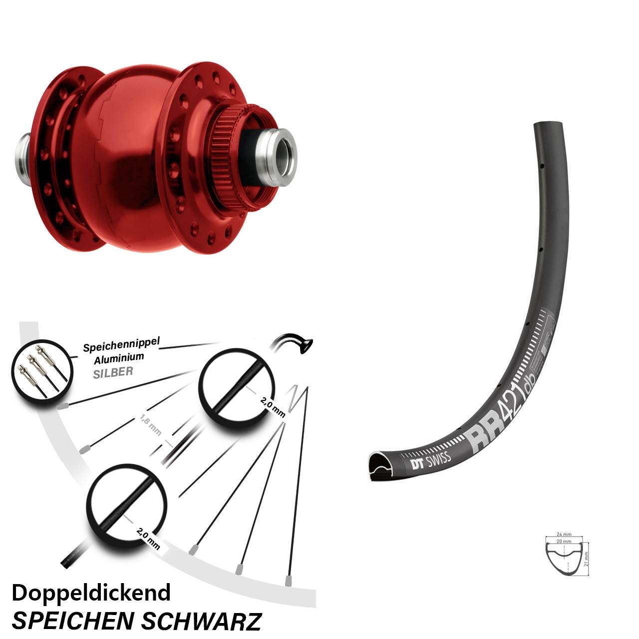 Vorderrad Son 28 Zoll DT Swiss RR 421 DB Dynamo Disc Centerlock Steckachse 12x100 mm