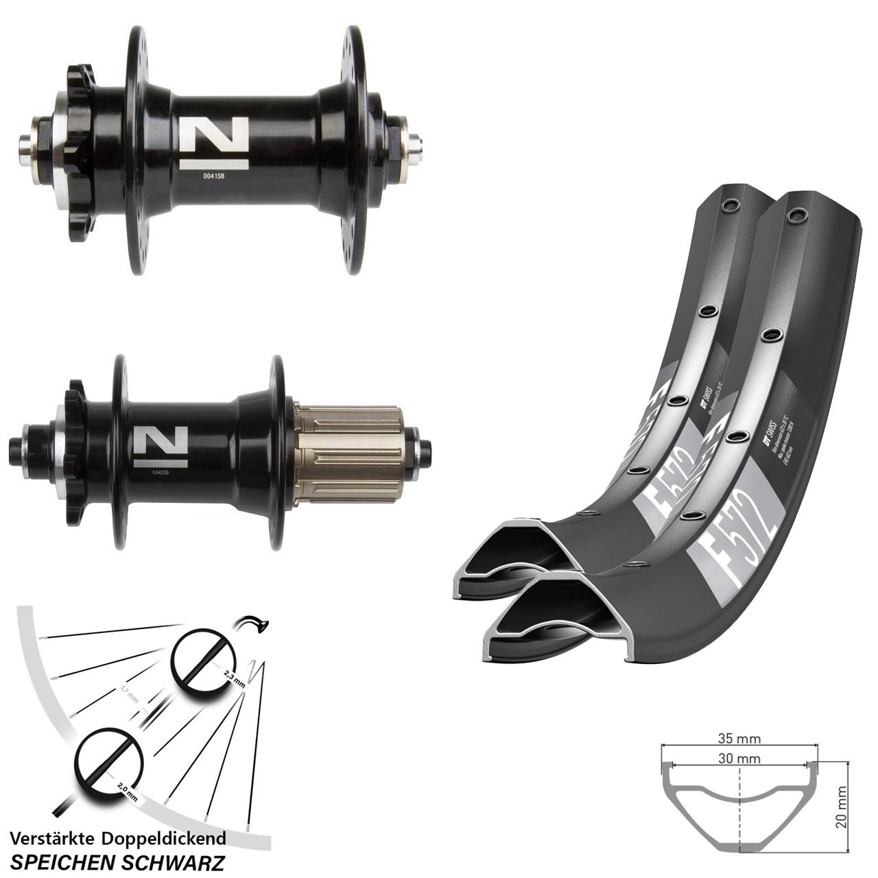 Laufradsatz 6-Loch 27,5 Zoll DT Swiss F 572 Novatec D041/D042 8-11 fach HG QR