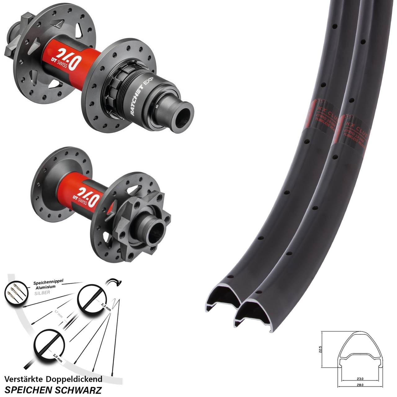 28-29 Zoll KX Clue DT Swiss 240 Laufradsatz 6-Loch 15x110 12x148 XD 11-12 fach