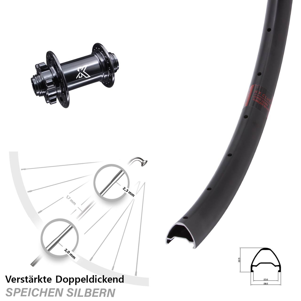 Disc Vorderrad 12x100 28-29 Zoll KX Clue verstärkt Gravel