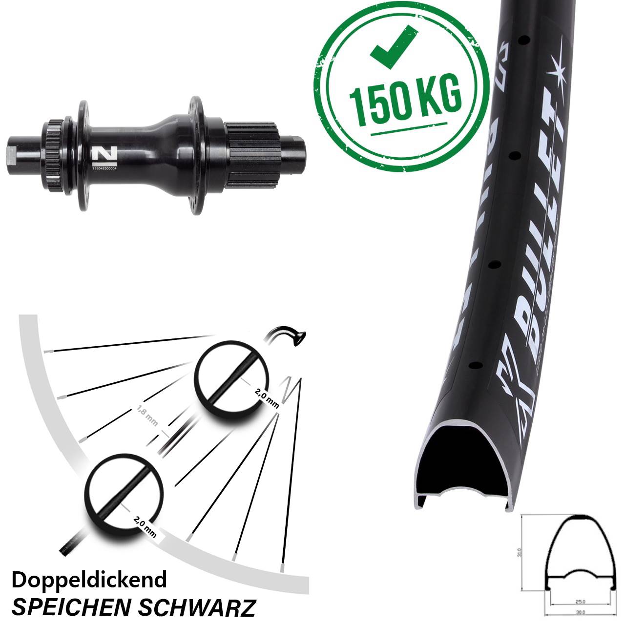 28-29 Zoll KX Bullet Novatec D792 Disc Hinterrad 12x142 Micro Spline