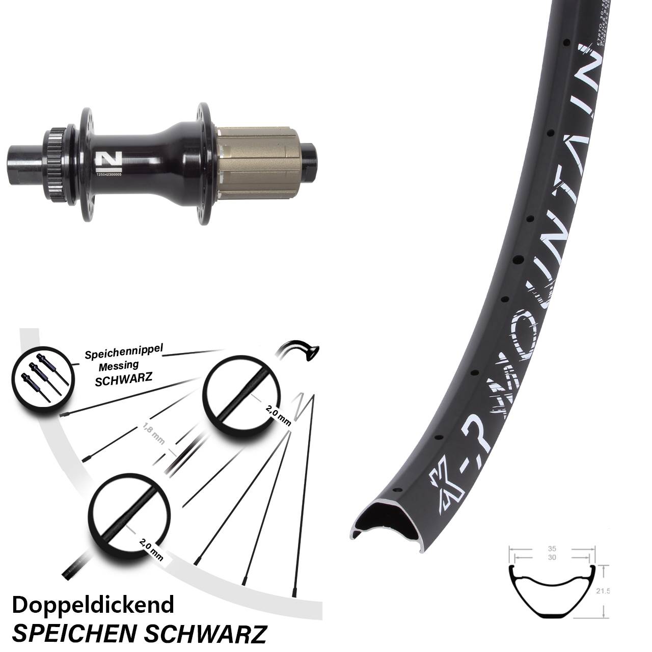 Hinterrad Centerlock 12x142 29 Zoll KX-R Mountain Novatec D792SB 8-12 fach HG