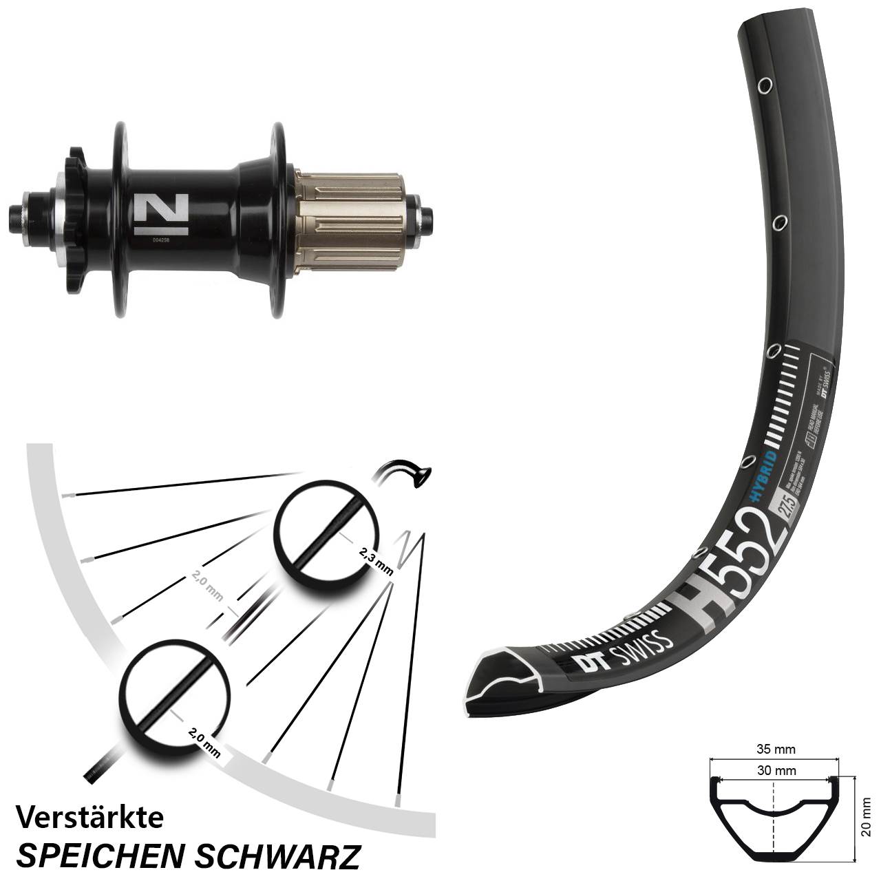 DT Swiss H 552 Novatec D-042SB 29 Zoll Hinterrad 6-Loch für Schnellspanner 8-11 fach