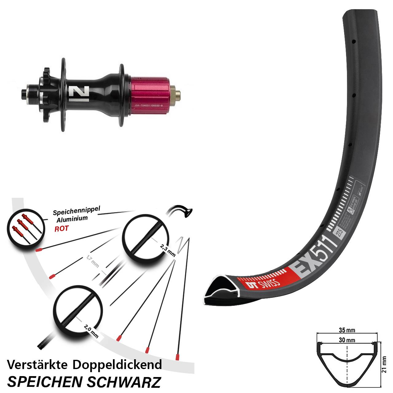 Disc Laufrad für Schnellspanner 29 Zoll DT Swiss EX 511 Novatec Superlight 8-12 fach