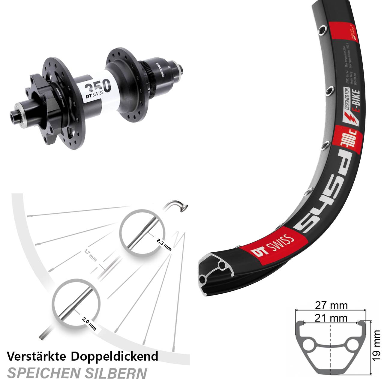 28 Zoll DT Swiss 545 350 Disc Laufrad für Schnellspanner XD