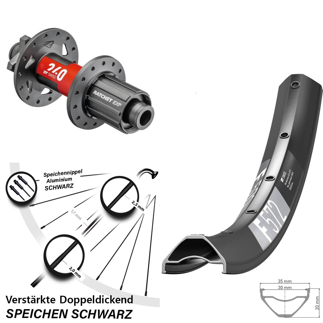 27,5 Zoll DT Swiss F 572 DT Swiss 240 EXP Boost Hinterrad 6-Loch 12x148 Boost 8-11 fach