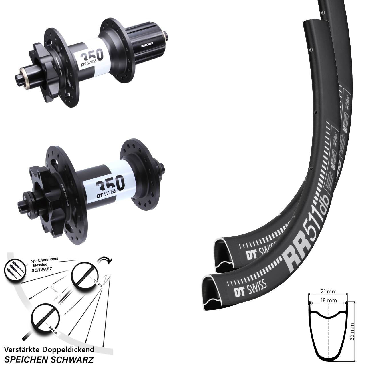 Disc Laufradsatz für Schnellspanner 28 Zoll DT Swiss RR 511 350 8-11 fach