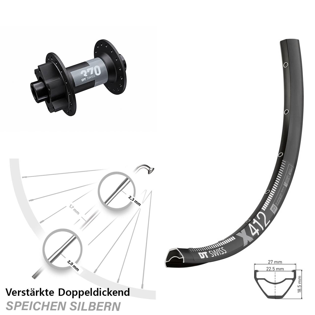 DT Swiss X 412-370 Disc 29 Zoll Vorderrad 15x100