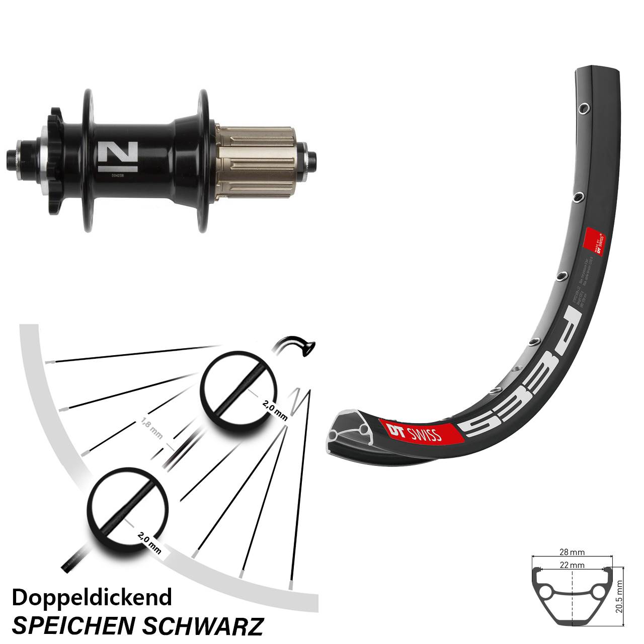 Disc Hinterrad 27,5 Zoll DT Swiss 533D Novatec D042 QR 8-11 fach HG