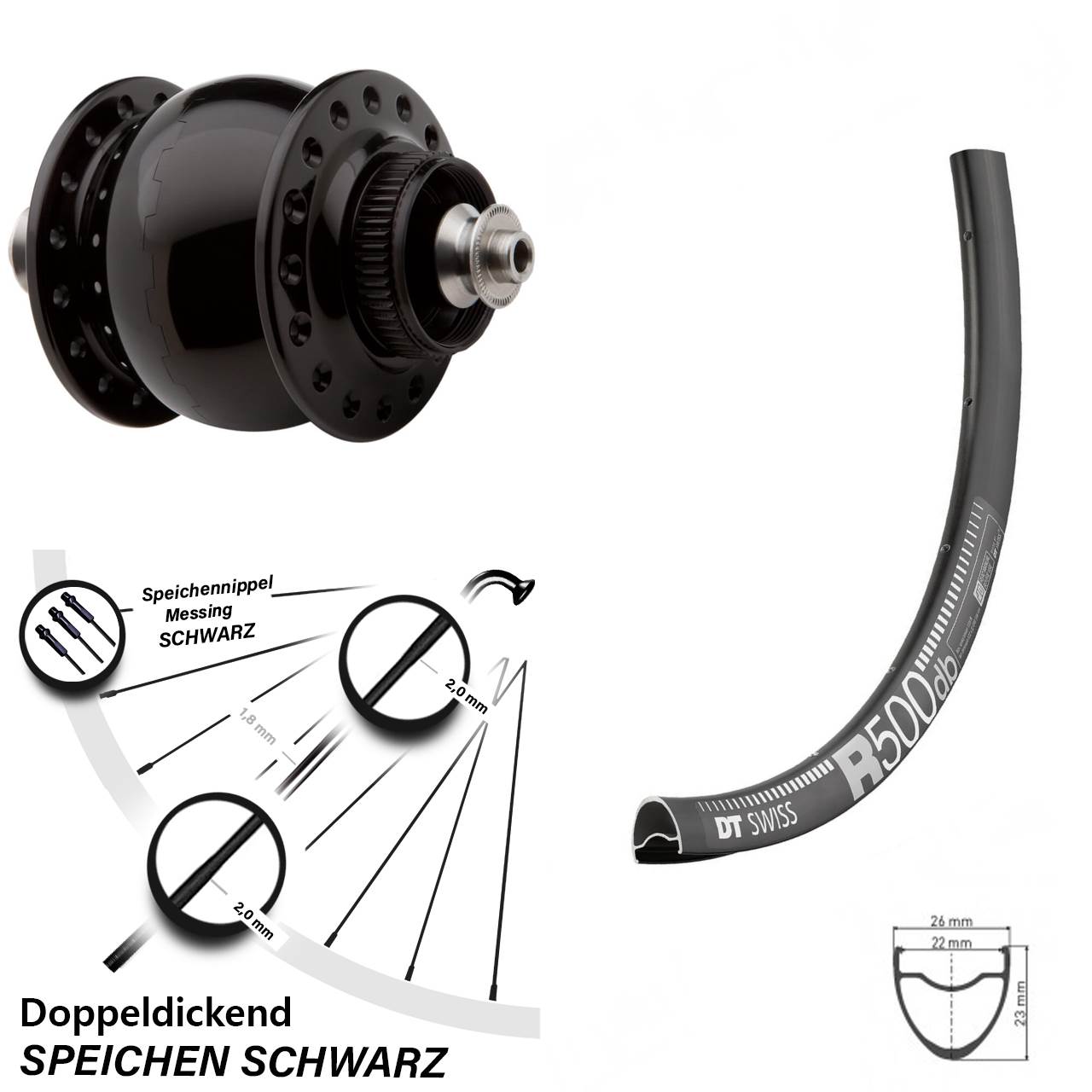 DT Swiss R 500 Vorderrad 28 Zoll SON delux Nabendynamo