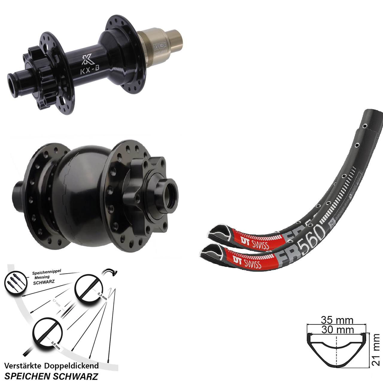 26 Zoll DT Swiss FR560 KX-B SON 28 Disc Laufradsatz 15x110 12x148 SRAM XD