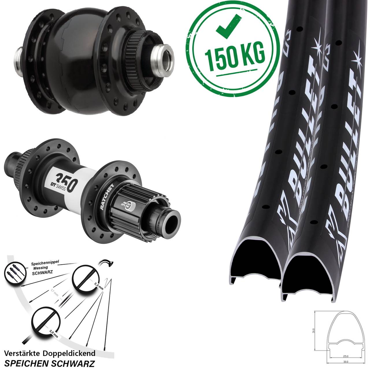 Disc Laufradsatz 28-29 Zoll KX Bullet OS DT Swiss 350 SON 28 Micro Spline 12x100/142