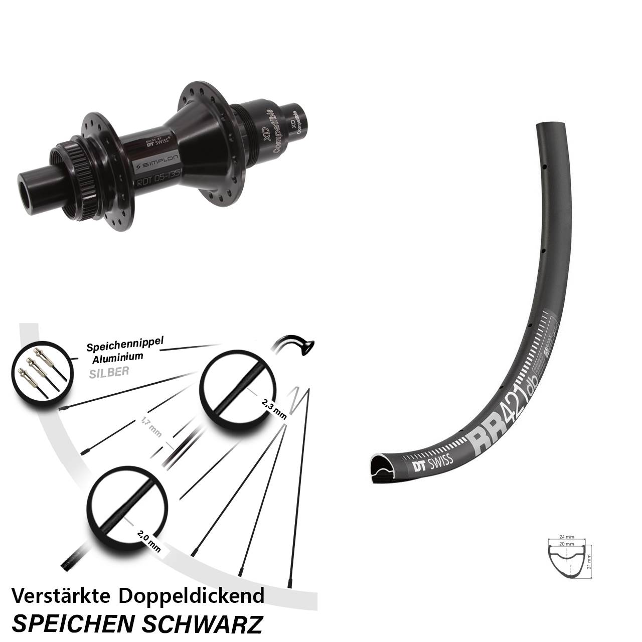 Disc Laufrad 12x142 28 Zoll DT Swiss RR421 DT Swiss 370 XD 11-12 fach