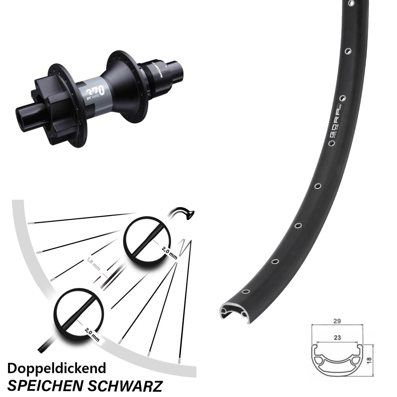 Gora 23 DT Swiss 370 26 Zoll Disc Hinterrad 12x142 XD 11-12 fach