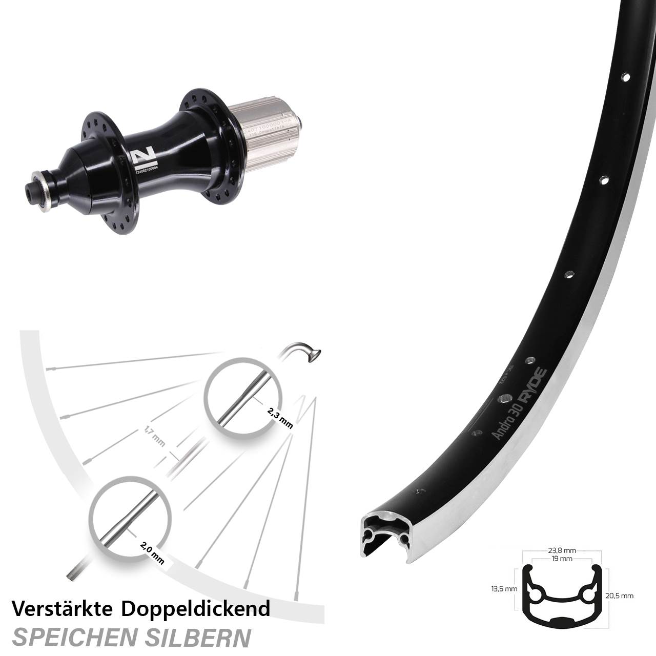 Ryde Andra 30 Novatec F162 Heavy Duty 28 Zoll Hinterrad QR 8-12 fach