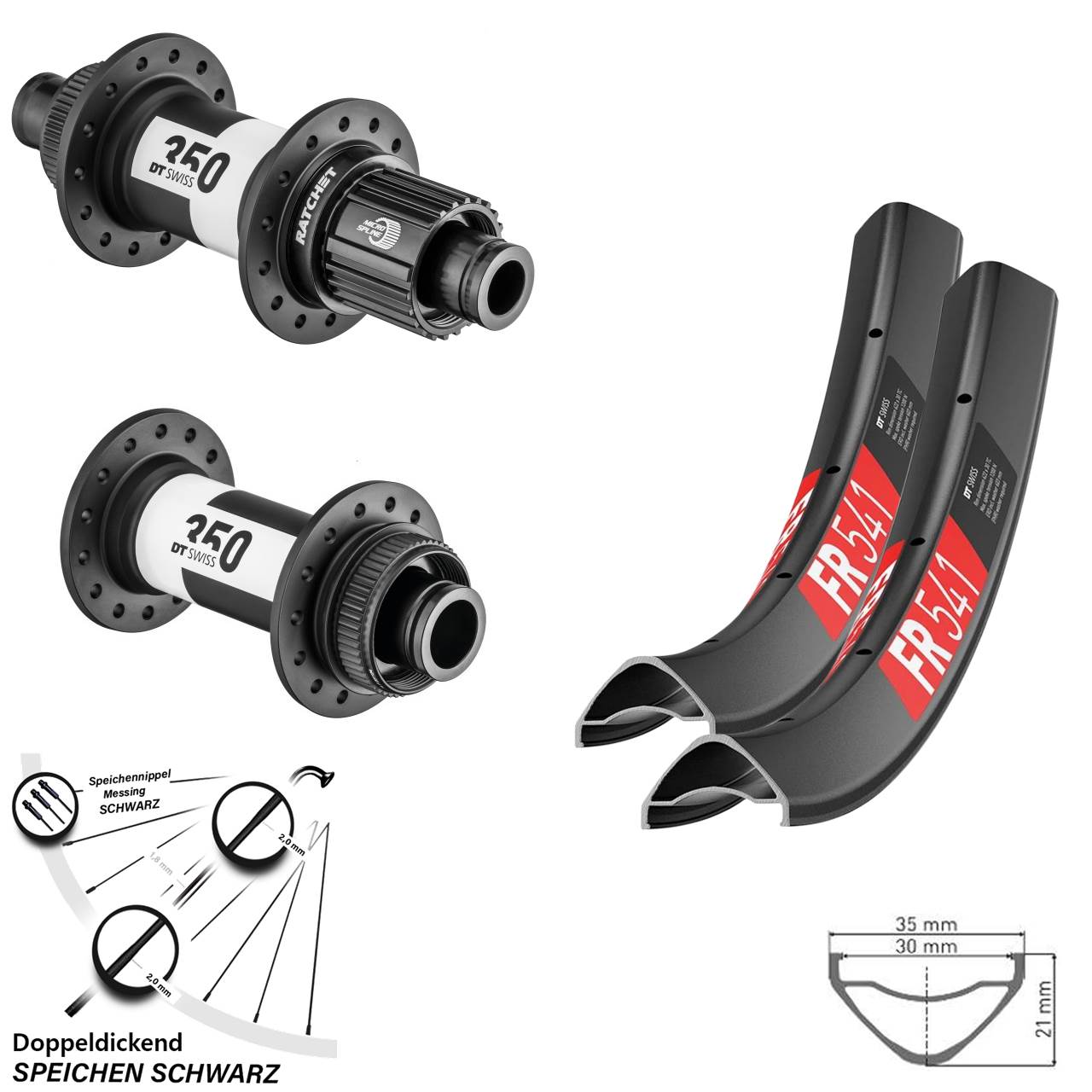 29 Zoll FR 541 DT Swiss 350 Ratchet 36 Laufradsatz 15x110 12x148 Micro Spline
