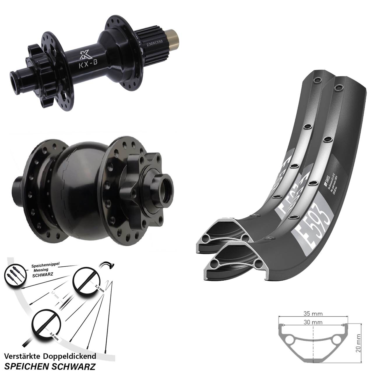 Boost Disc Laufradsatz 29 Zoll DT Swiss E593 KX-B SON 28 Micro Spline