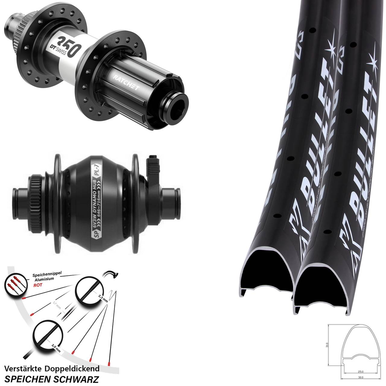 Disc Laufradsatz 29 Zoll KX Bullet DT Swiss 350 SP PL-7 11-12 fach 12x100/142