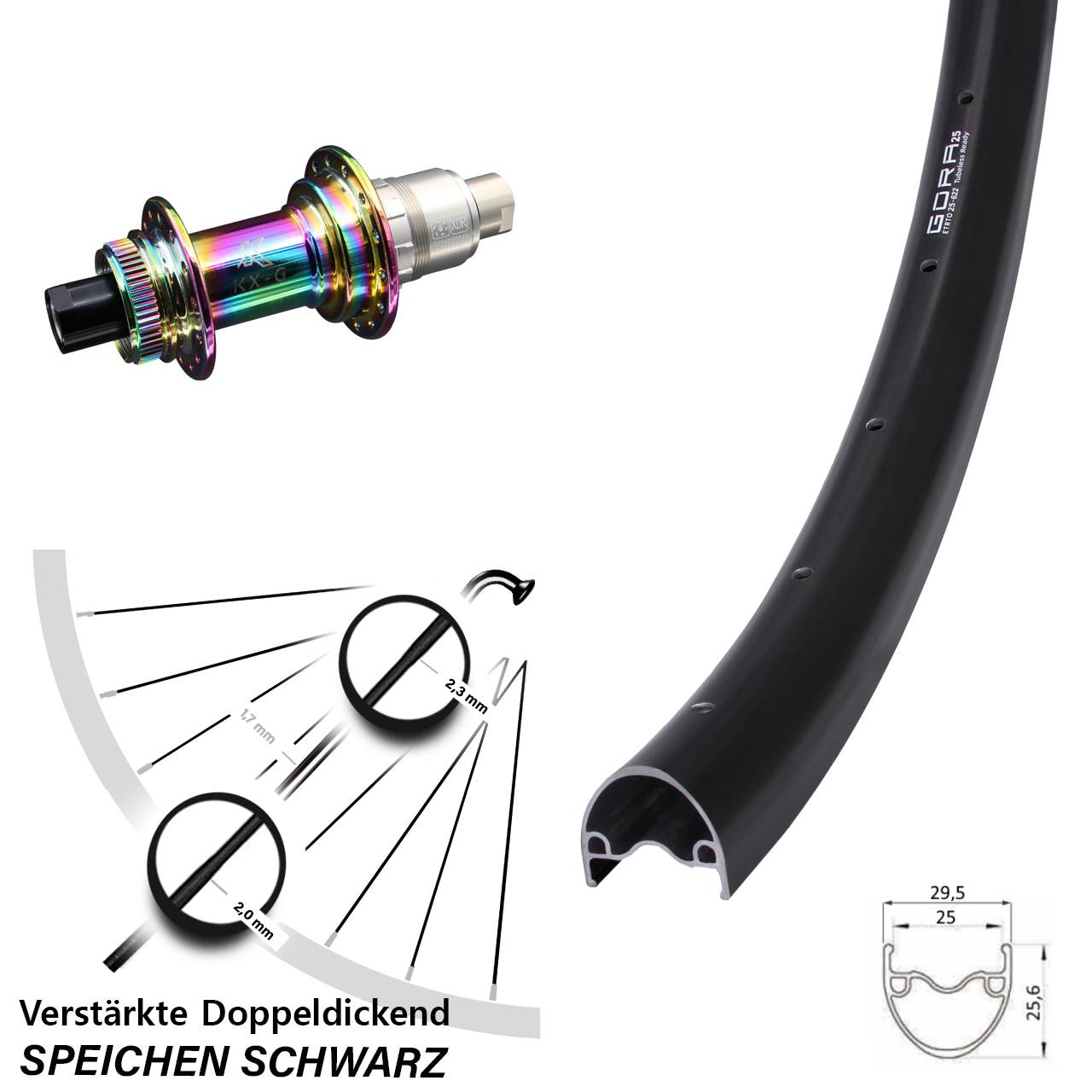 Disc Hinterrad 12x142 29 Zoll Gora 25 KX-G Oilslick XDR