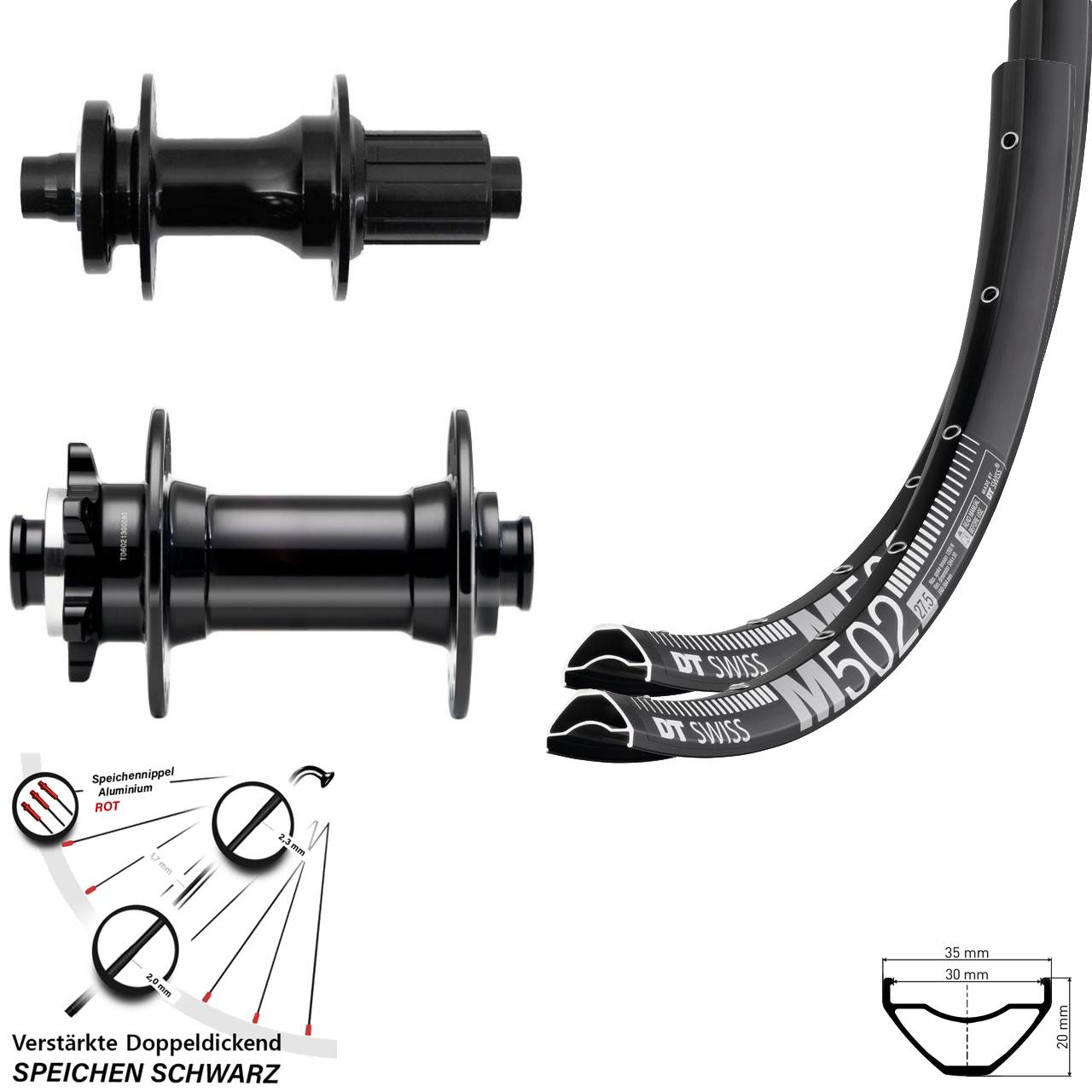 DT Swiss M502 Fastace DA210 Novatec D341-B15 27,5 Zoll Laufradsatz 6-Loch Boost 8-12 fach