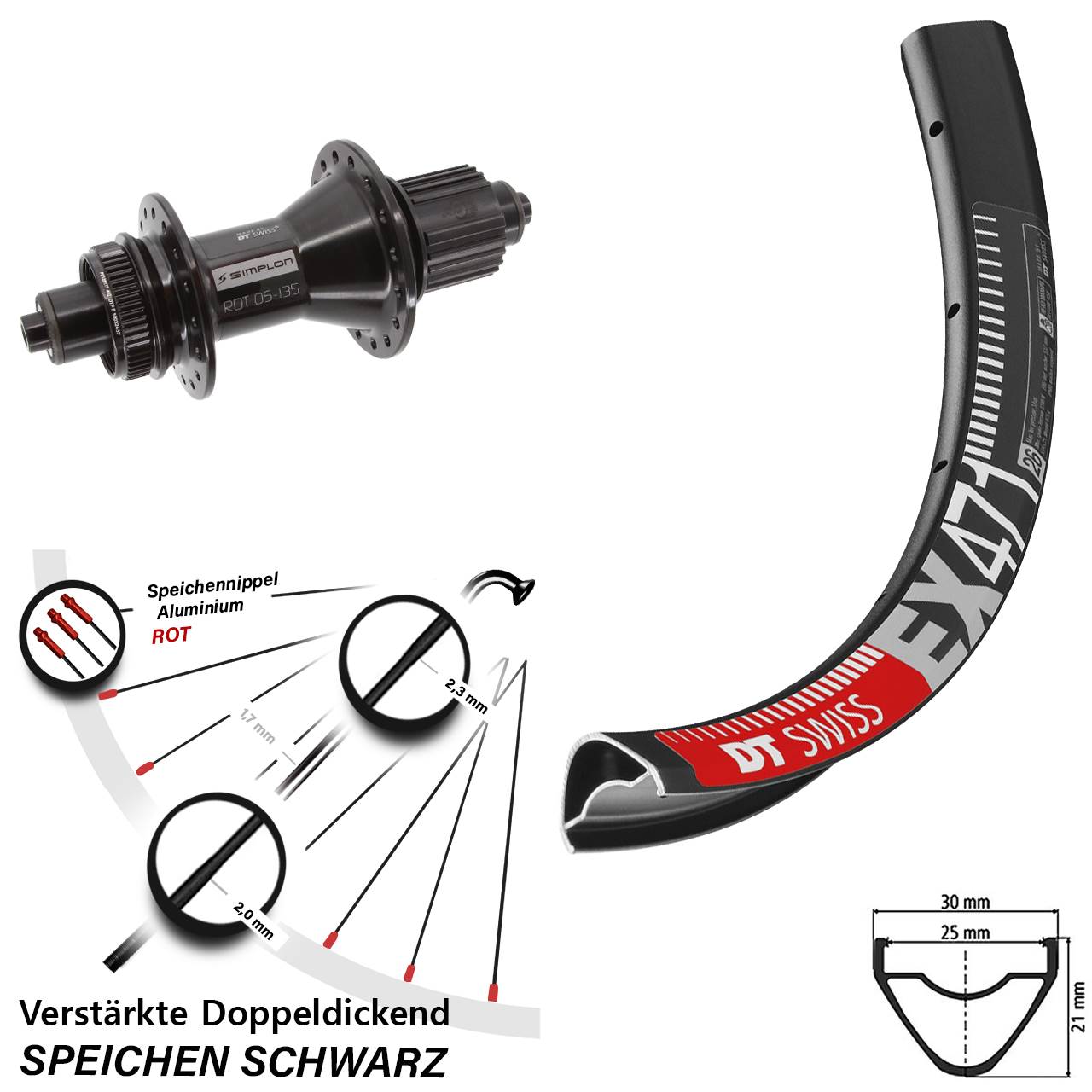 Hinterrad Centerlock 27,5 Zoll DT Swiss EX 471-370 Hybrid Shimano Micro Spline QR