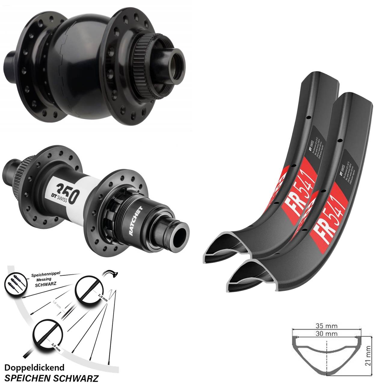Boost Laufradsatz 29 Zoll FR 541 DT Swiss 350 Centerlock Sram XD Dynamo SON 28-15