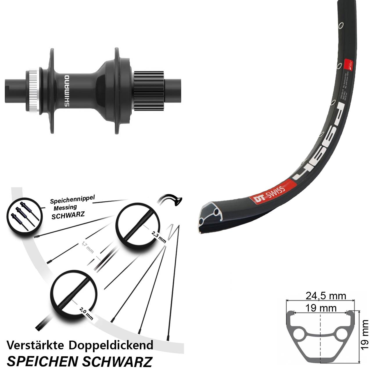 28 Zoll DT Swiss 466 FH-MT410 Hinterrad Centerlock 12x142 Micro Spline