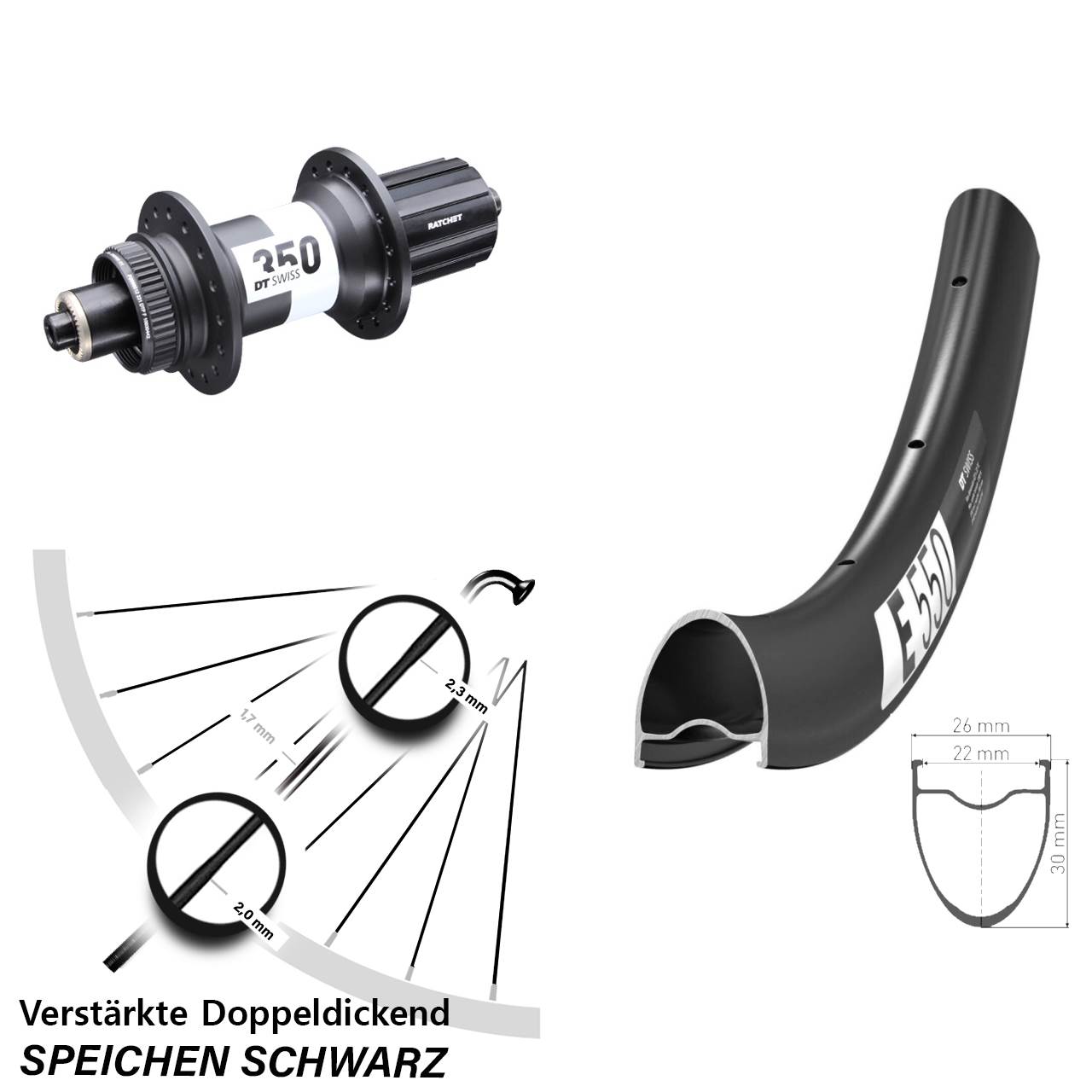 Hinterrad Centerlock QR 28 Zoll DT Swiss E550-350 Road 11-12 fach HG