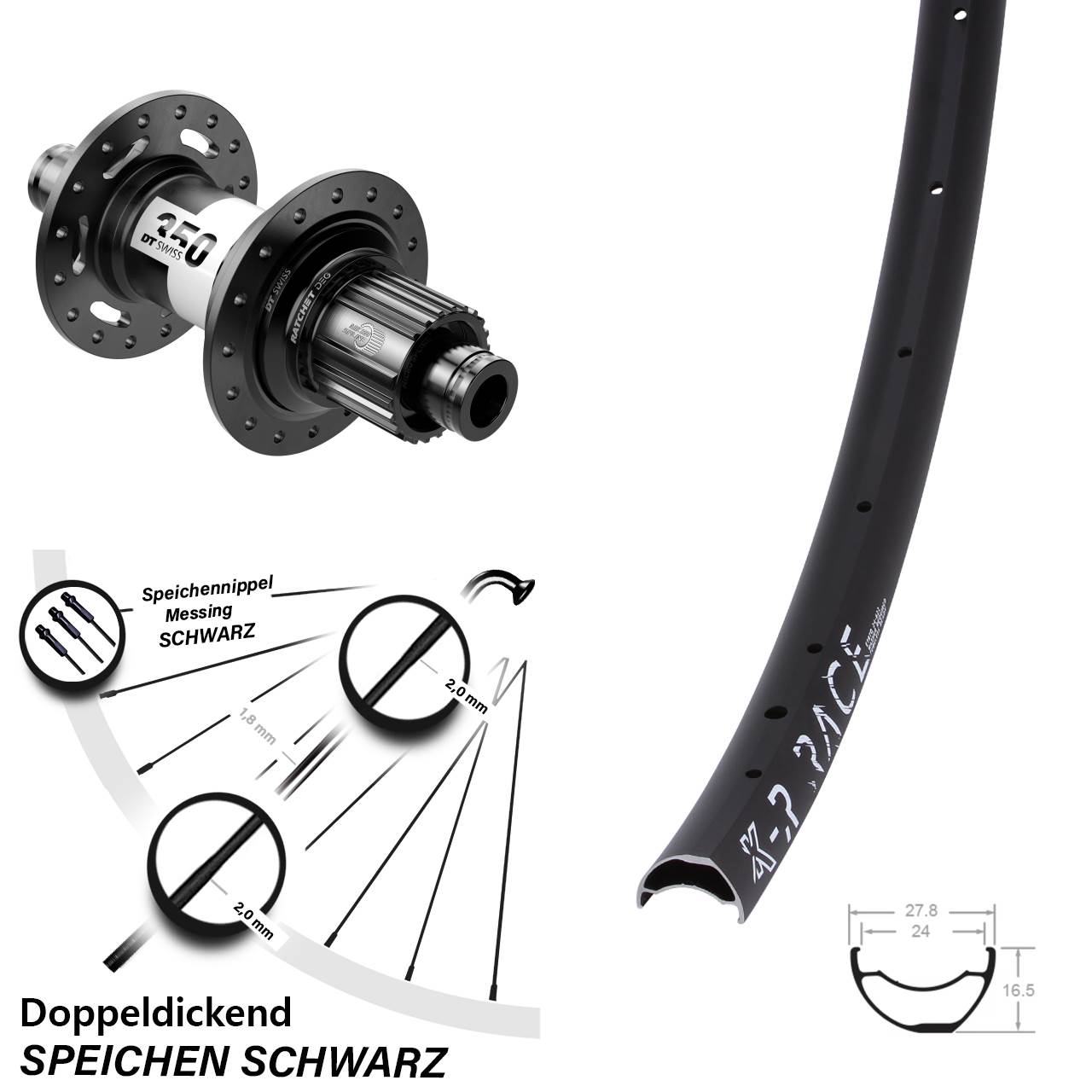 KX-R Race DT Swiss 350 DEG 72 29 Zoll Disc Laufrad 12x148 Shimano Micro Spline