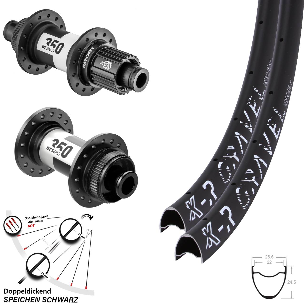 28 Zoll KX R Gravel DT Swiss 350 Micro Spline Disc Laufradsatz 12x100/142